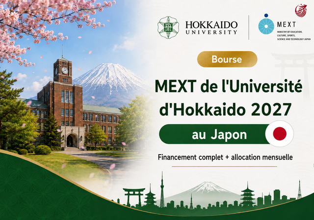 Bourse MEXT de l'Université d'Hokkaido 2027 au Japon (Financement complet + allocation mensuelle) - Niveau d'études : Master et Doctorat