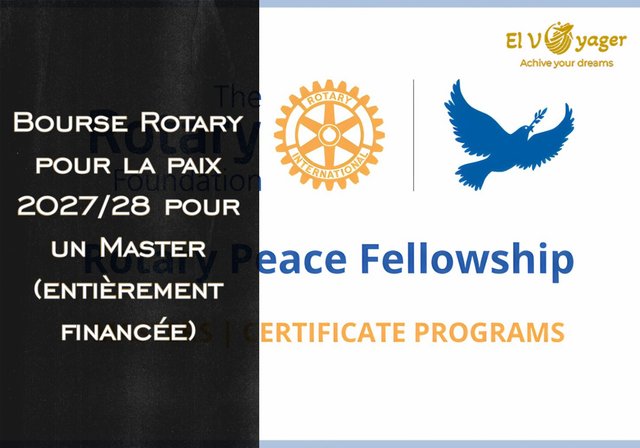 Bourse Rotary pour la paix 2027/28 pour un Master (entièrement financée) - Pays hôtes : Australie, Angleterre, Japon, Suède, États-Unis d'Amérique, Turquie, Ouganda, Inde