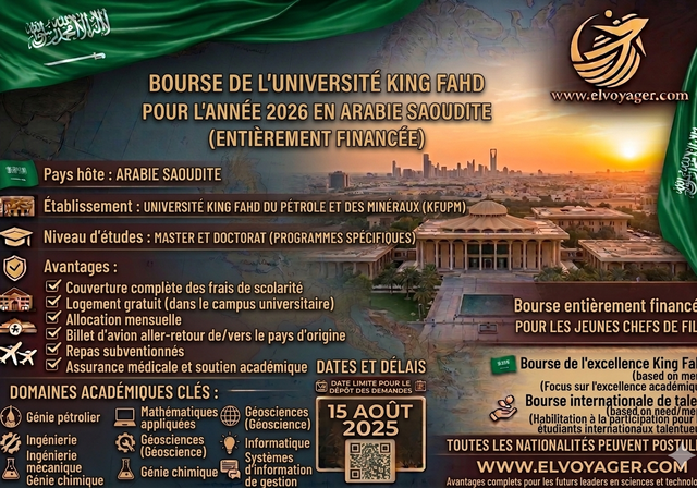 Bourse d'études de l'Université du Roi Fahd 2026 en Arabie saoudite (entièrement financée) - Niveau d'études : MS (par projet)