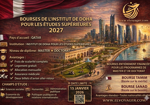 Bourse d'études supérieures de l'Institut de Doha 2027 (entièrement financée) - Niveau d'études : Master