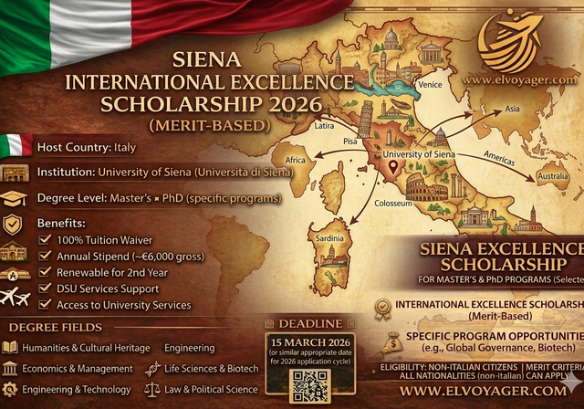 Siena International Excellence Scholarship 2026 (Study in Italy) - Degree Level: Master’s Degree