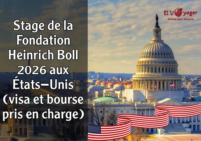 Stage de la Fondation Heinrich Boll 2026 aux États-Unis (visa et bourse pris en charge) - Salaire mensuel de 700 $