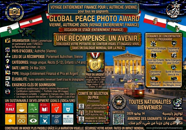 Prix ​​mondial de la photographie pour la paix 2026 (Voyage en Autriche entièrement financé) - Date limite : 24 mai 2026