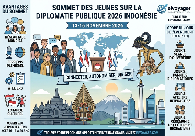 Sommet de la diplomatie publique des jeunes 2026 Indonésie (13-16, 2026) - Date limite : 5 juillet 2026