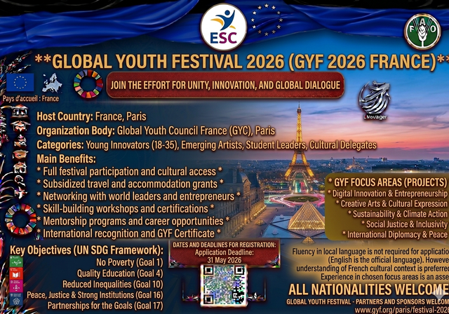 Global Youth Festival 2026 in Paris (GYF 2026 France) - Program Dates: October 15 to 18, 2026