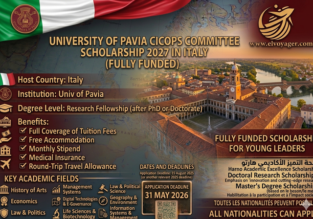 University of Pavia CICOPS Scholarships 2027 in Italy (Fully Funded) - Program Type: Research Fellowship