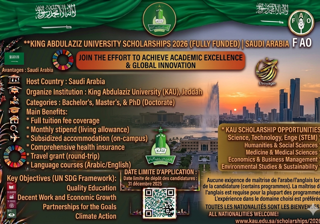 King Abdulaziz University Scholarships 2026 | Fully Funded | Saudi Arabia - Level of Study: Undergraduate