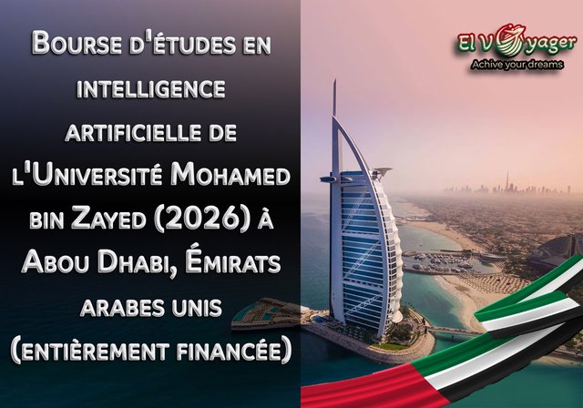 Bourse d'études en intelligence artificielle de l'Université Mohamed bin Zayed (2026) à Abou Dhabi, Émirats arabes unis (entièrement financée) - Niveau d'études : Licence, Master, Doctorat