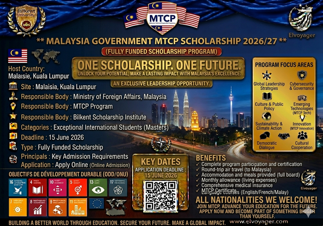 Malaysia MTCP Scholarship 2026/27 (Fully Funded) - Program: Master’s Degree