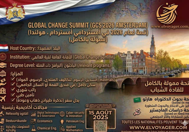 قمة التغيير العالمي في هولندا (GCS 2026 أمستردام) - التمويل: ممول بالكامل / ممول جزئياً / ممول ذاتياً