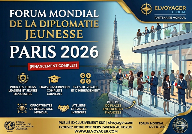 Forum mondial de la diplomatie des jeunes Paris 2026 (entièrement financé) - Date limite de dépôt des candidatures : 30 juin 2026