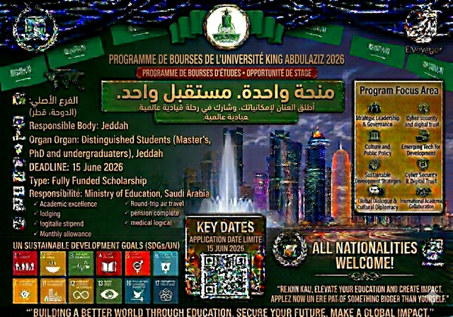 منحة جامعة الملك عبد العزيز 2026 (ممولة بالكامل) - مستويات الشهادات: بكالوريوس، ماجستير، دكتوراه
