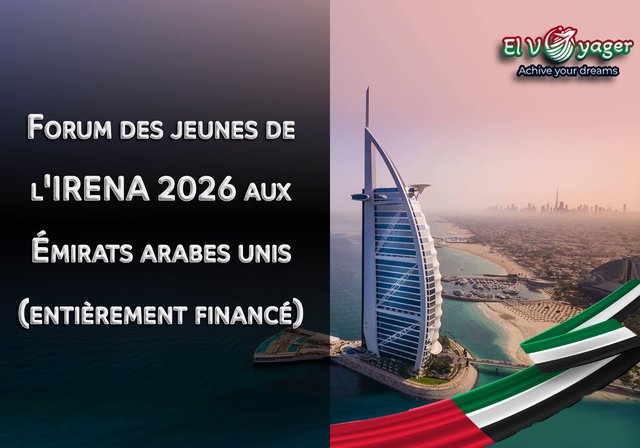 Forum des jeunes de l'IRENA 2026 aux Émirats arabes unis (entièrement financé) - Pas de frais d'inscription / Pas d'IELTS / Parrainage complet