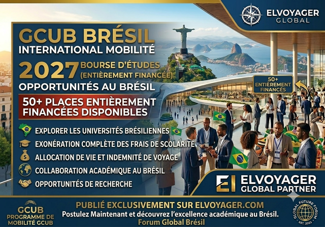 Bourse de mobilité internationale GCUB Brésil 2027 (entièrement financée) - Niveaux d'études : Master et Doctorat