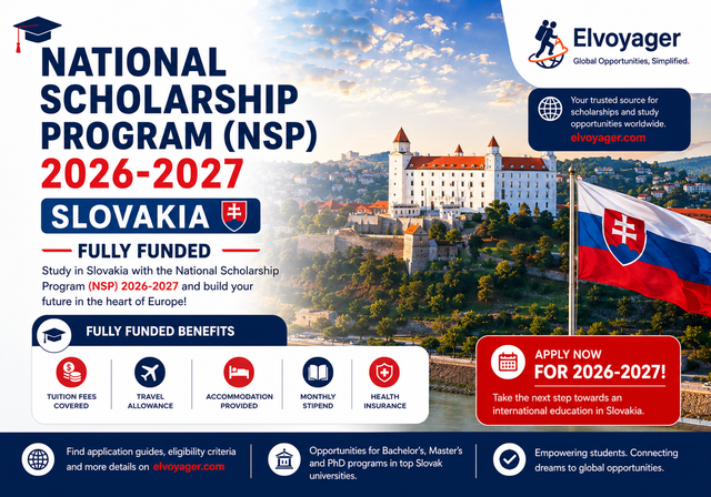 National Scholarship Program (NSP) 2026-2027 in Slovakia (Fully Funded) - Study Level: Master’s, PhD, Researchers, Teachers & Artists